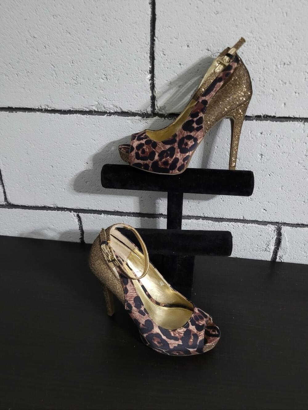 BUNDLE SALE!  Guess Gold & Leopard Print Peep-Toe Heels Sz 6.5